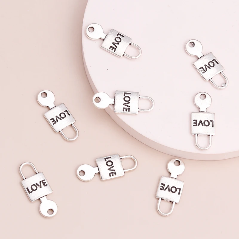 20pcs 25x10mm Tiny Love Lock Key Charms Pendants for Handmade Jewelry DIY Necklaces Bracelets Metal Alloy Gifts | Украшения и