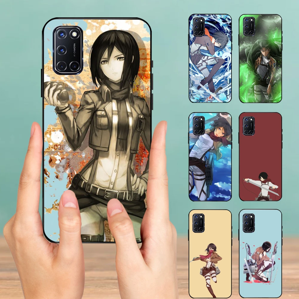 

Phone Case for Oppo Realme C21 Find X3 Pro Reno 5 4 A91 A79 A77 A57 A37 R11S R9S Attack on Titan Mikasa Mobile Funda