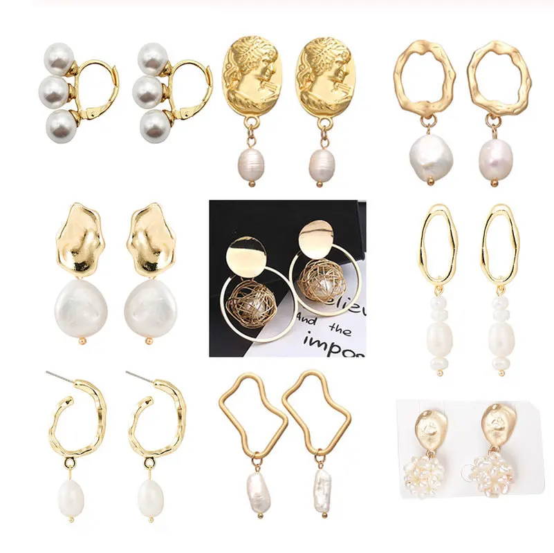 Элегантные модные очаровательные женские позолоченные круглые жемчужные