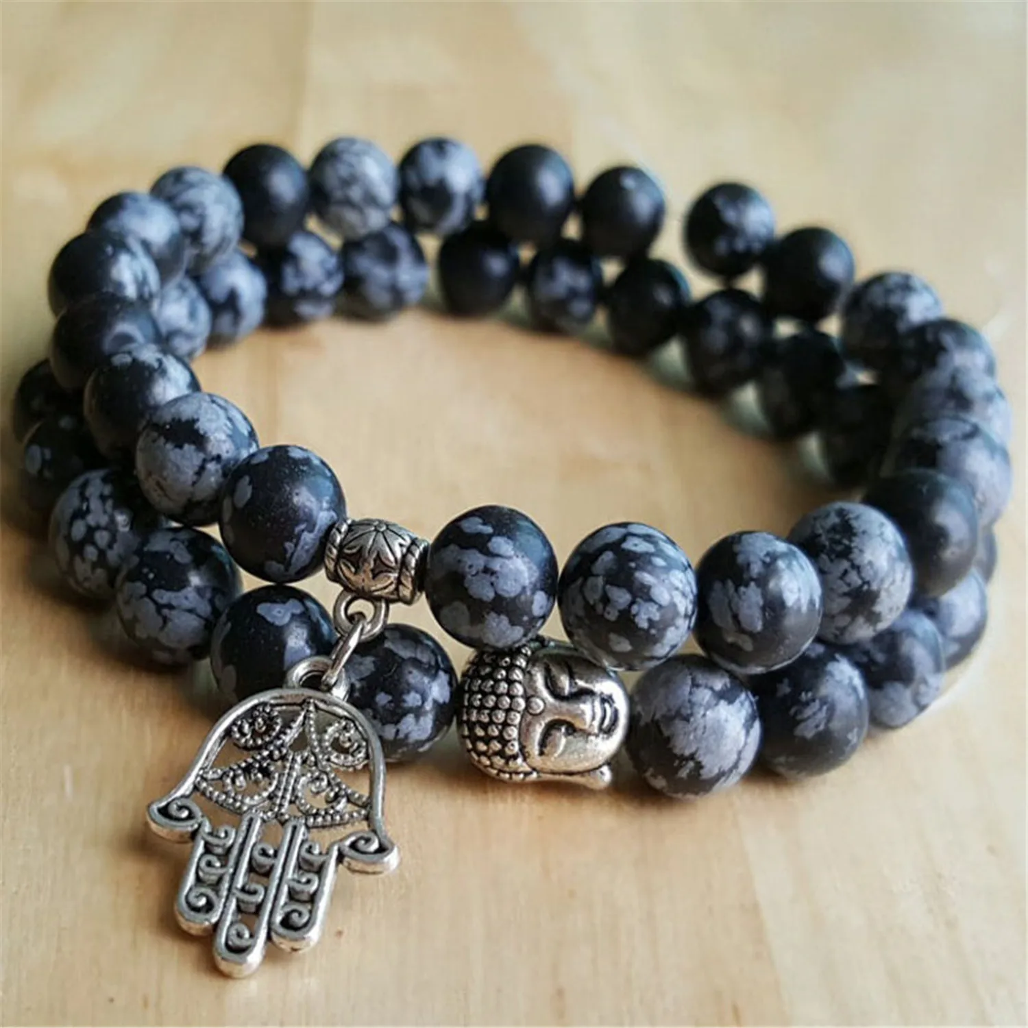 Браслеты из натурального обсидиана 8 мм 2 шт.