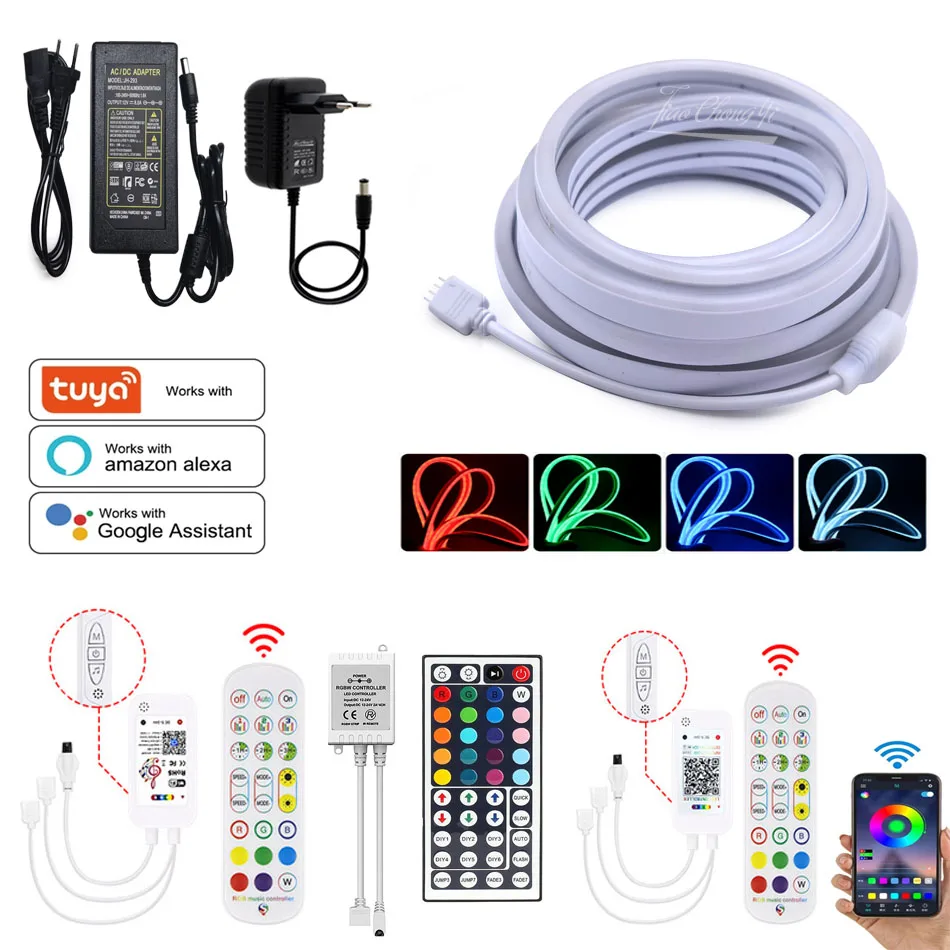 Умное управление через приложение Tuya с Wi-Fi и Bluetooth неоновая RGB лента 6 х12 мм 12 В 24