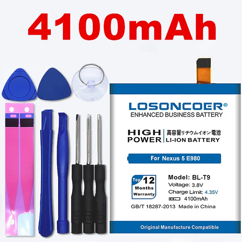 100% оригинал LOSONCOER 4100 мАч BL T9 для LG Nexus 5 батарея E980 Google G D820 D821 Nexus5 Megalodon D8