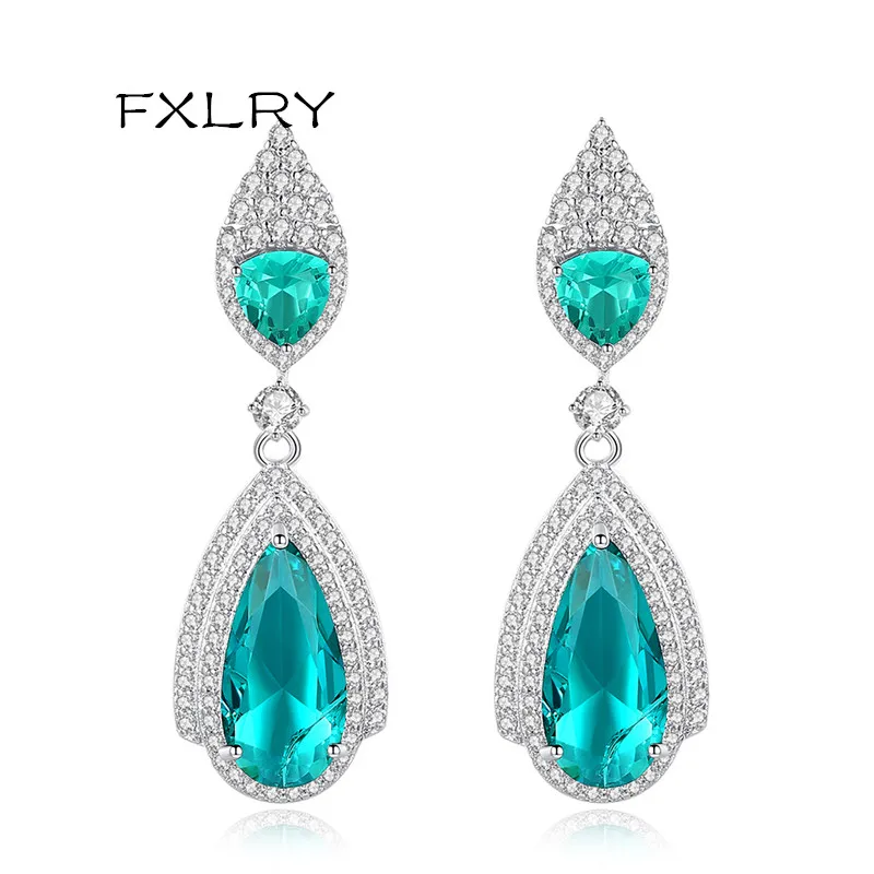 FXLRY высокое качество роскошные белые сережки с фианитом свадебные серьги модные