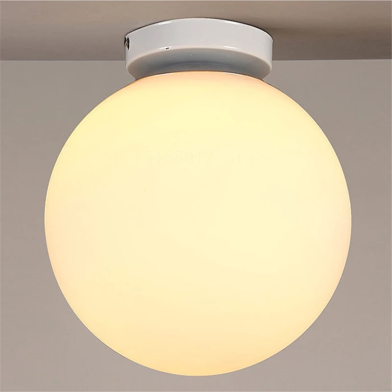 

Белая стеклянная потолочная лампа с шариками, минималистичное освещение для балкона, коридора, спальни, комнатное освещение, светодиодные светильники, украшение для гостиной, потолочный светильник