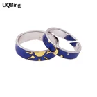 Модные открытые серебряные кольца с эпоксидной смолой синего цвета солнца Луны Ван Гога звездного цвета оптом