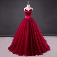 princess burgundy tulle formal evening dresses sweep train sweetheart strapless long prom party gowns special occasion dress