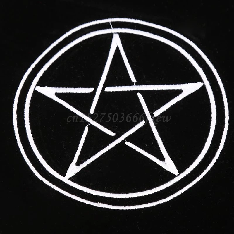 

60*60cm Velvet Tarots Tablecloth Altar Wicca Pentacle Sun Embroidery Board Game