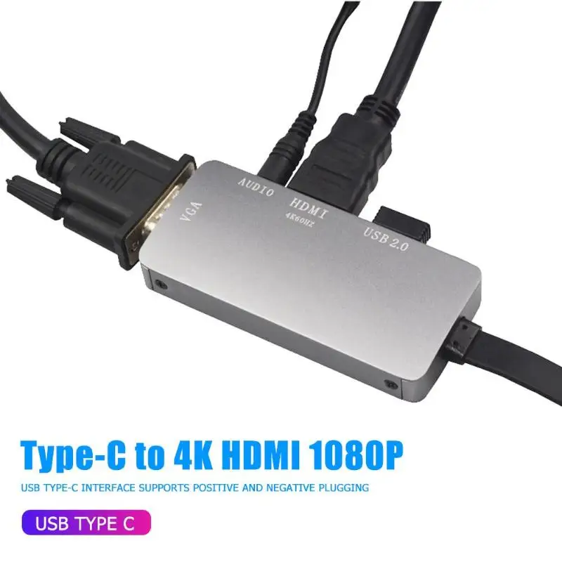 Переходник с Type C на HDMI VGA 3 5 мм кабель преобразователя видео и аудио