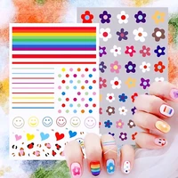 newest 3d nail stickers sweet cute colorful flower nail art stickers decal template diy nail tool decorations hl40
