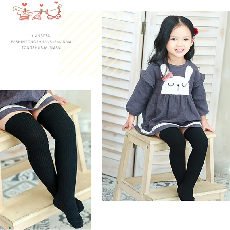 

Spring Autumn Students Long Tube Socks Over Knee High Socks Solid Color Cotton Children's Warm Long Socks For School Girls