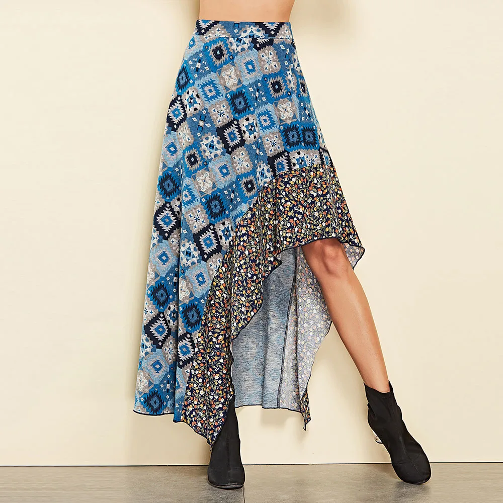 Bohoartist Boho пляжные геометрические строчки с принтом Макси юбки женские богемные