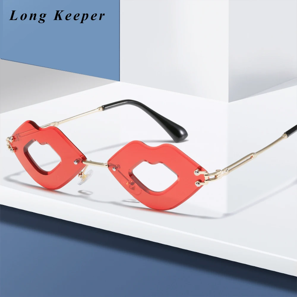 

Солнцезащитные очки в форме губ женские, пикантные, без оправы, в стиле панк, с вырезами, винтажные красные, для путешествий, летние