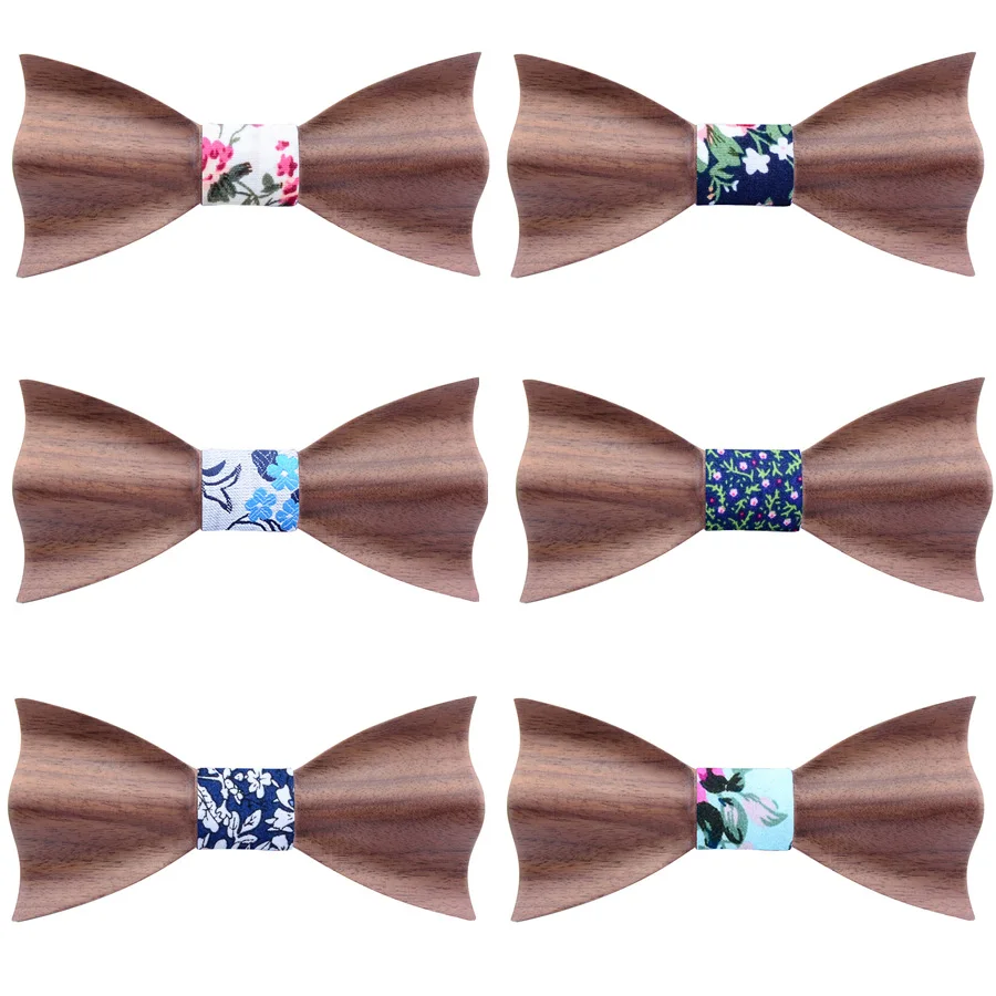 Модный 3D деревянный галстук-бабочка для мужчин красный темно-синий Шелковый