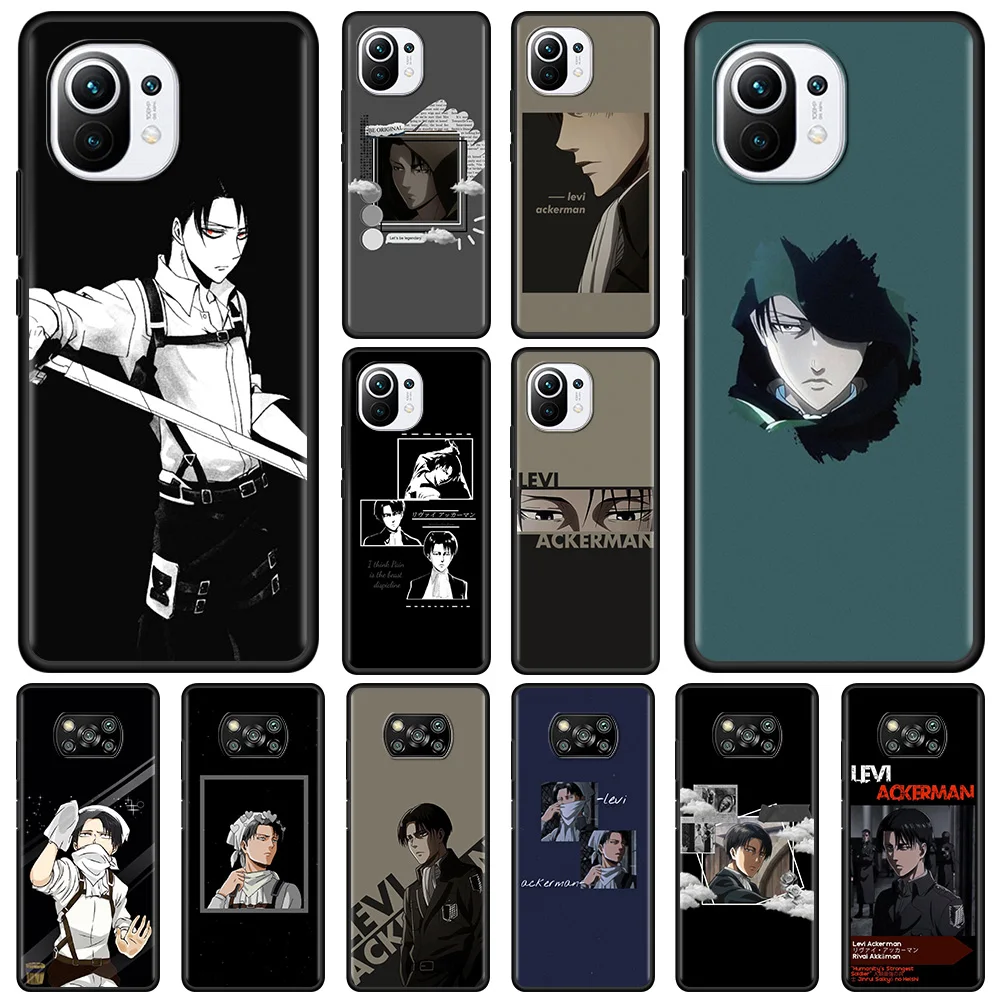 

Levi Ackerman Case For Xiaomi Poco F3 M3 X3 NFC Pocophone F1 Silicone Shell For Xiaomi Note 10 Pro Lite Black Cover Soft Case