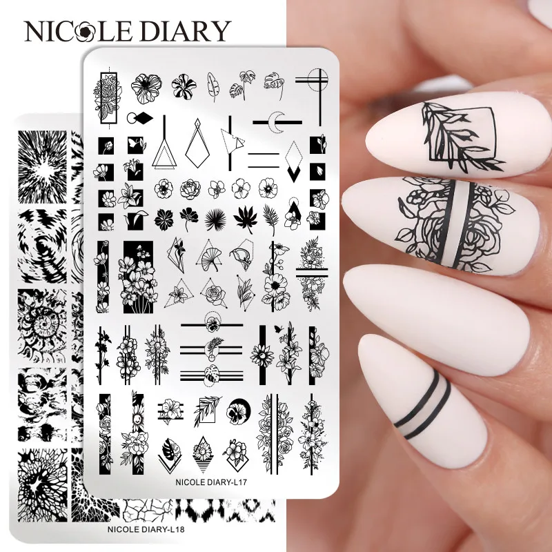 NICOLE DIARY Flowers Pattern Nail Stamping Plates Image Painting Nail Art  Stencils Template Nail Stamp Tools|Nail Art Templates| - AliExpress