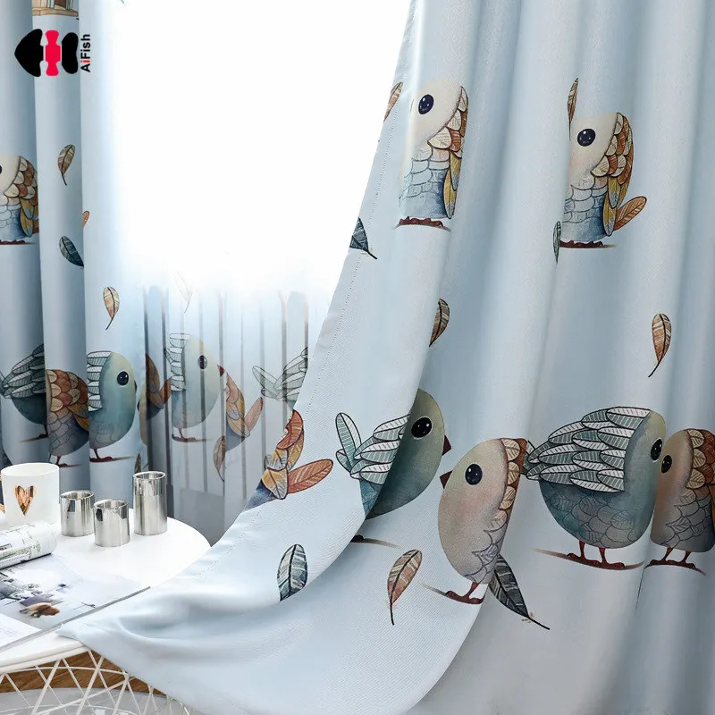 Шторы с принтом птицы милый дом для детей детская комната мультфильм простой
