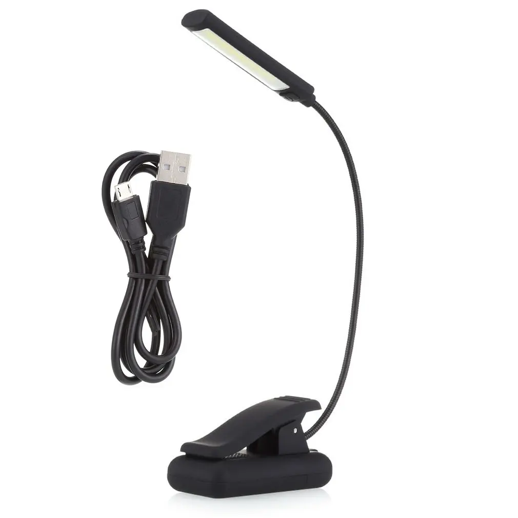 New USB Battery Clip On Book Reading LED Light 6W COB Flexible Arm Stand Lamp For Laptop Notebook Working Portable Night Light