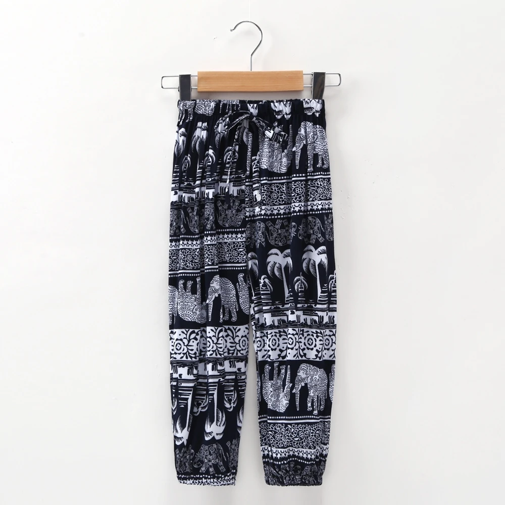 Детские хлопковые штаны для девочек повседневные пляжные шаровары с принтом