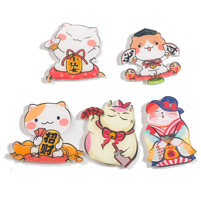 3 шт. Акриловые броши булавки в виде кошечки манэки нэко очень милые значки на