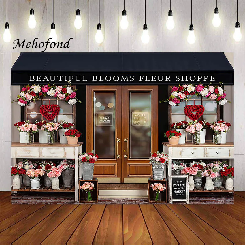 

Фотофон Mehofond День Святого Валентина весенний Красочный цветочный магазин Свадьба Дети Портрет Фотостудия