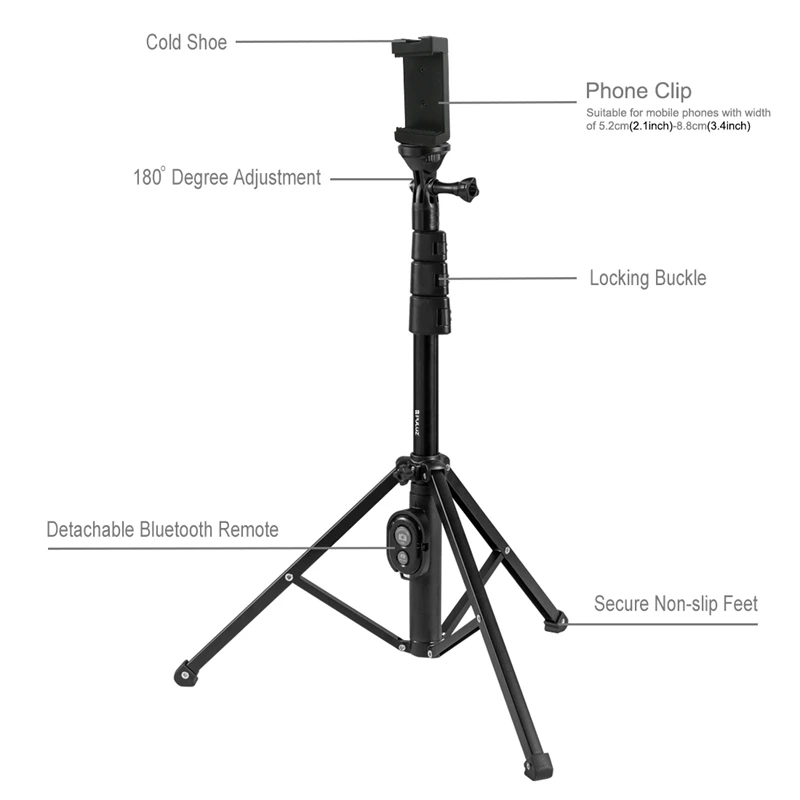 PULUZ Bluetooth пульт дистанционного управления затвором штатив для селфи 1/4 дюймов