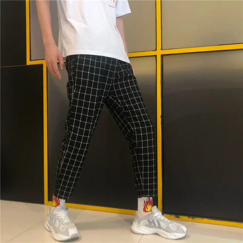 

HStar Vintage Paid Patchwork Pants Harajuku Woman Man Trousers Elastics High Waist Pants Korean Causal Straight Pants Bottoms