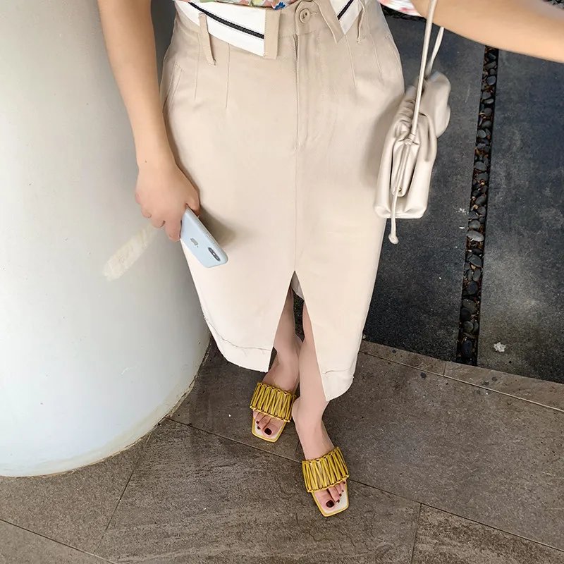 

FEDONAS 2021 Brand Quality Women Sandals Solid Color Summer High Heels Pumps Concise Peep Toe Sweet New Arrival Shoes Woman