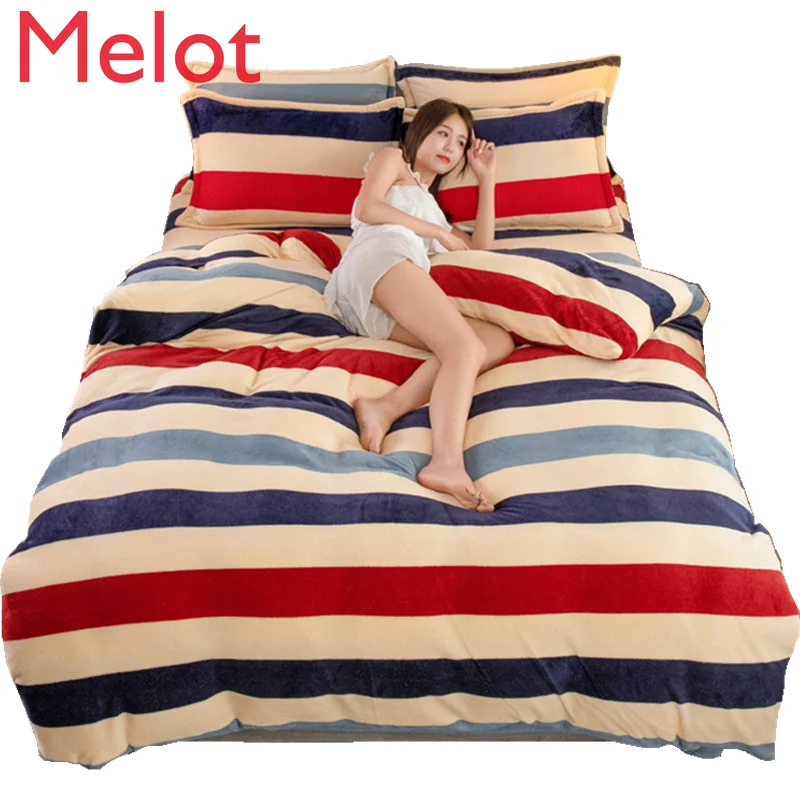 

Thick Flannel Winter Down Quilt Cover Cartoon Adult and Children Coral Fleece Double-Sided Quilt Cover Pillowcase