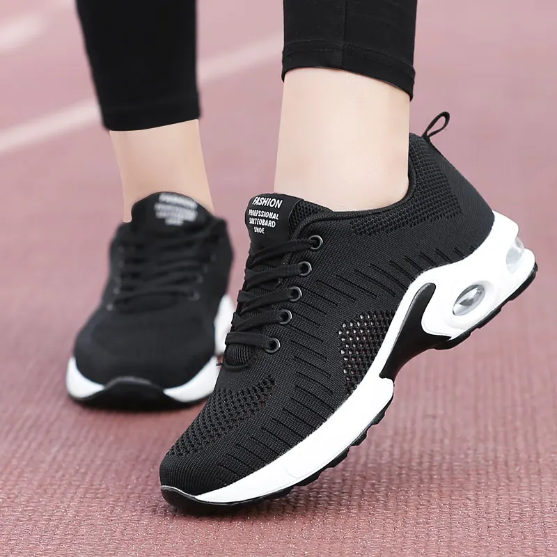 Women Air Cushion Tennis Shoes Breathable Shoes for Women Sneakers Lace-up Mesh Sports Shoes Comfortable Trainers Sneakers