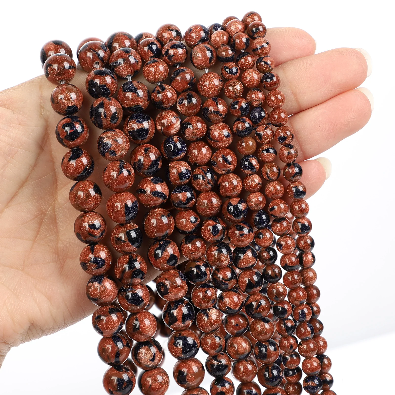 Бусины из натурального камня синее золото песчаник круглые свободные