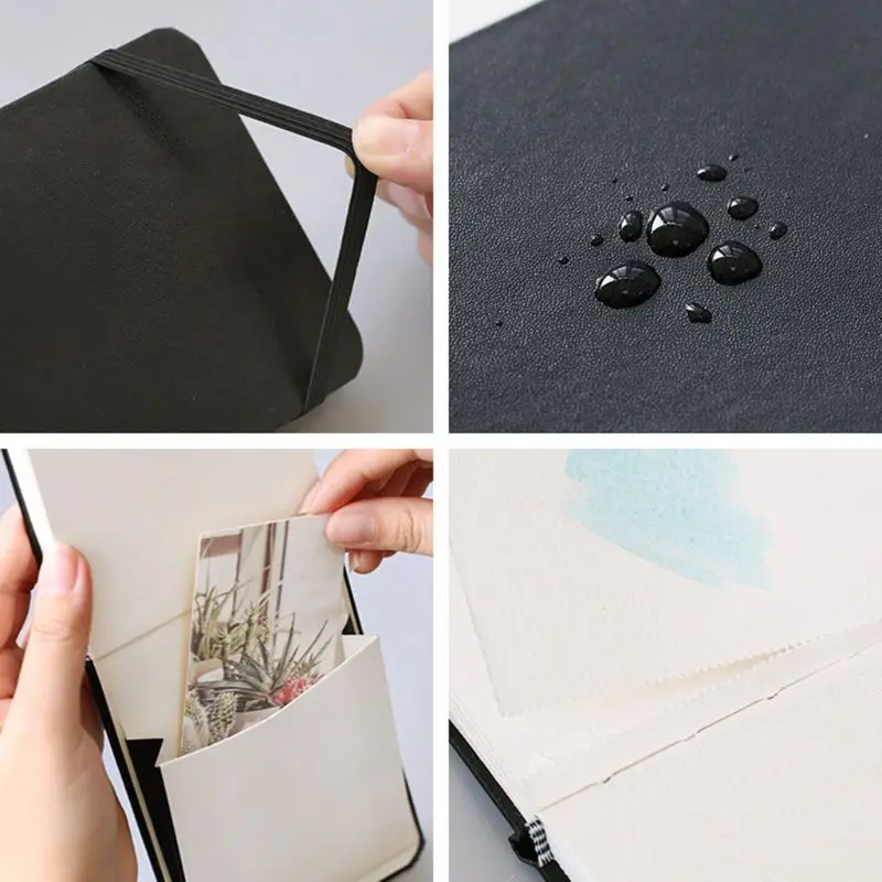 

PU Leather Cover Watercolor Book A6 Paper Hand Book Hand-painted Sketch Travel Portable Painting Art Supplies LK