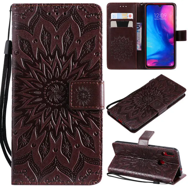 Brown A Чехол-книжка для Redmi 7 Note7, чехол для Xiaomi Redmi Note 7, роскошный 3D бумажник с тиснением, кожаный чехол для Redmi Note 8 Pro, 8A 7 S, чехол - Цвет: Brown A
