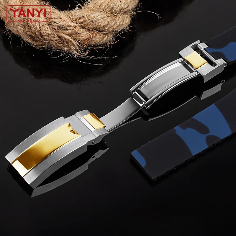 Silicone Rubber watch band 20mm Watchband for ro-lex Diving waterproof bracelet camouflage color wholesale wristband strap