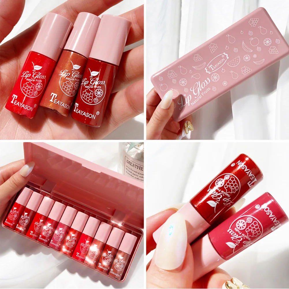 Набор блесков для губ 10 шт. мягкие и увлажняющие блестящие нелипкие помады