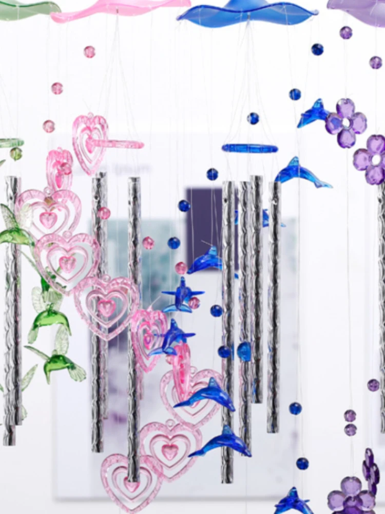 

Home Decoration Hanging WindChimes For Kids Birthday Gift Door Garden Crystal Dolphin Wind Chimes Teen Room Decoration
