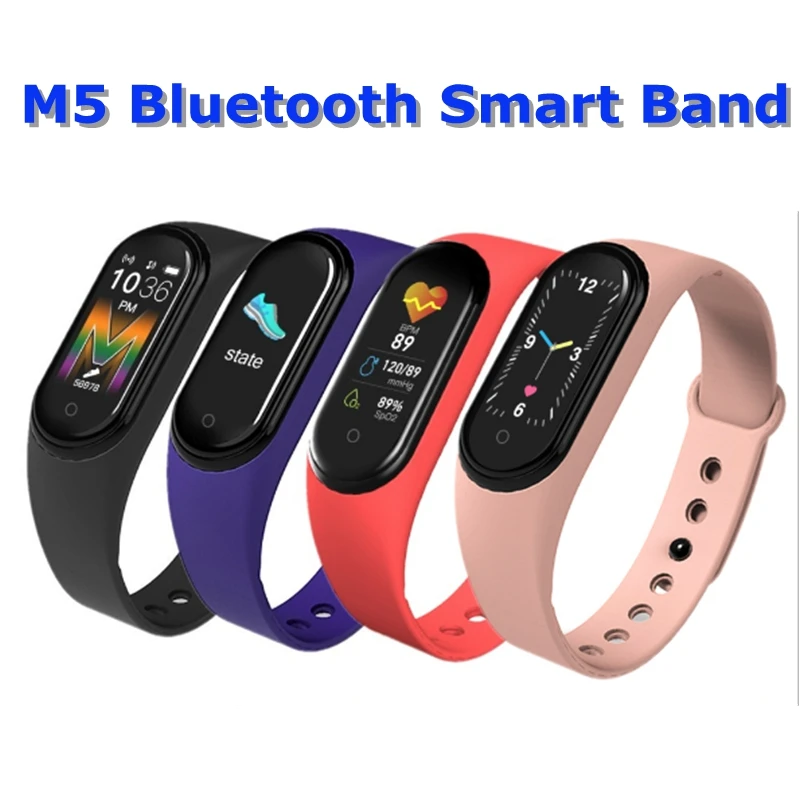 

M5 Smart Fitness Bracelet Band Men Women Kids Pressure Pulse Meter Sport Activity Tracker Students Watch Wristband 2021 Fashion