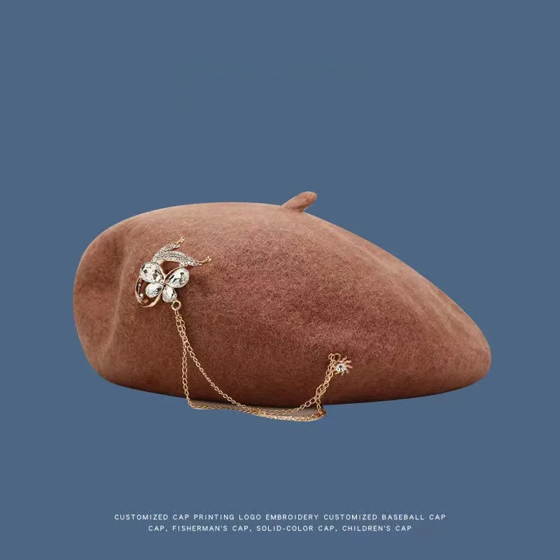 Берет женский кашемировый с жемчугом модная винтажная шапка в стиле ретро вуалью