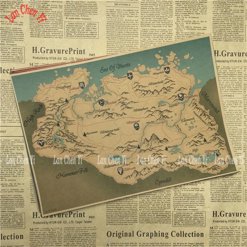 Лиловый The Elder Scrolls Skyrim Классическая игра плакат на крафт-бумаге Бар Кафе гостиная столовая картина для декора комнаты - Цвет: Лиловый