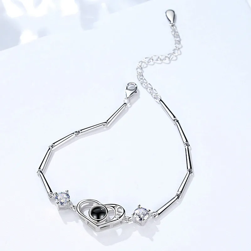 2019 Новая мода S925 Серебряный браслет с сердечками женский модный корейский стиль