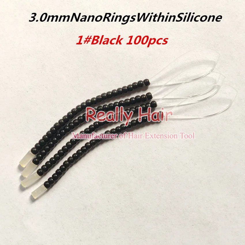Black Удобное нанесение волос(без крючка иглы) NanoRingsWithinSilicone средство для наращивания волос наборы - Цвет: Black