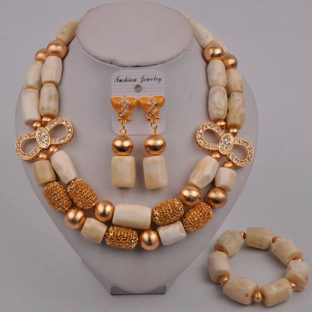 Модный комплект ювелирных изделий из белого кораллового ожерелья африканские