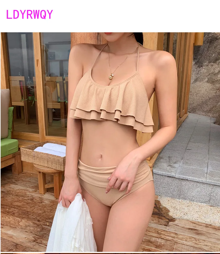 LDYRWQY 2021 Япония и Южная Корея новые сексуальные однотонные бикини на бретельках с