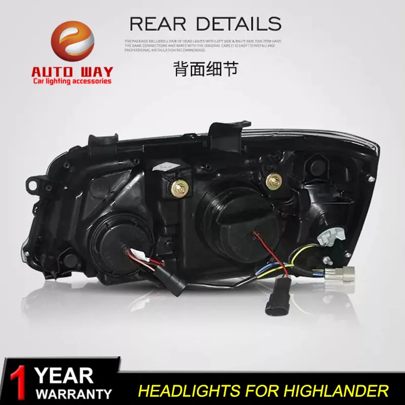 

Car stying Case For Toyota Highlander 2001-2007 Highlander Headlights Fog Lights Highlander headlight led car light DRL LED