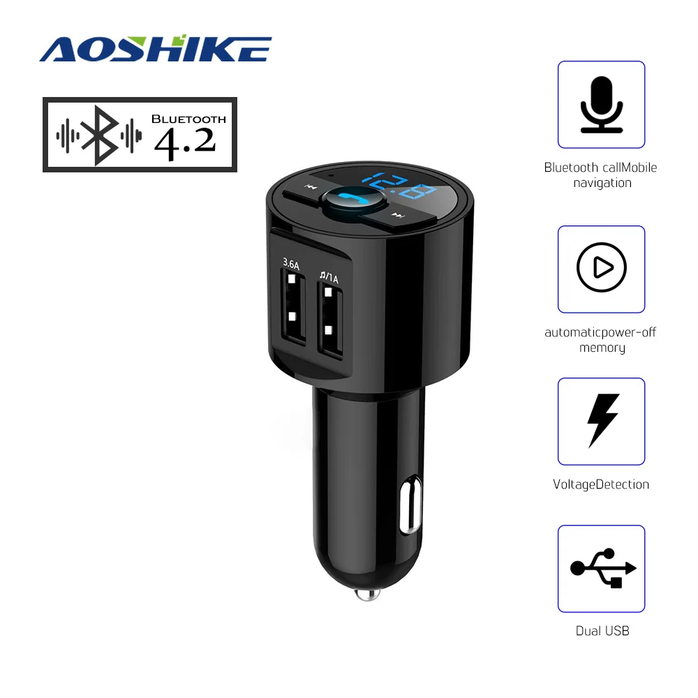 AOSHIKE A2DP Автомобильный MP3-плеер сигарета Bluetooth приемник fm-передатчик двойной USB 2 0