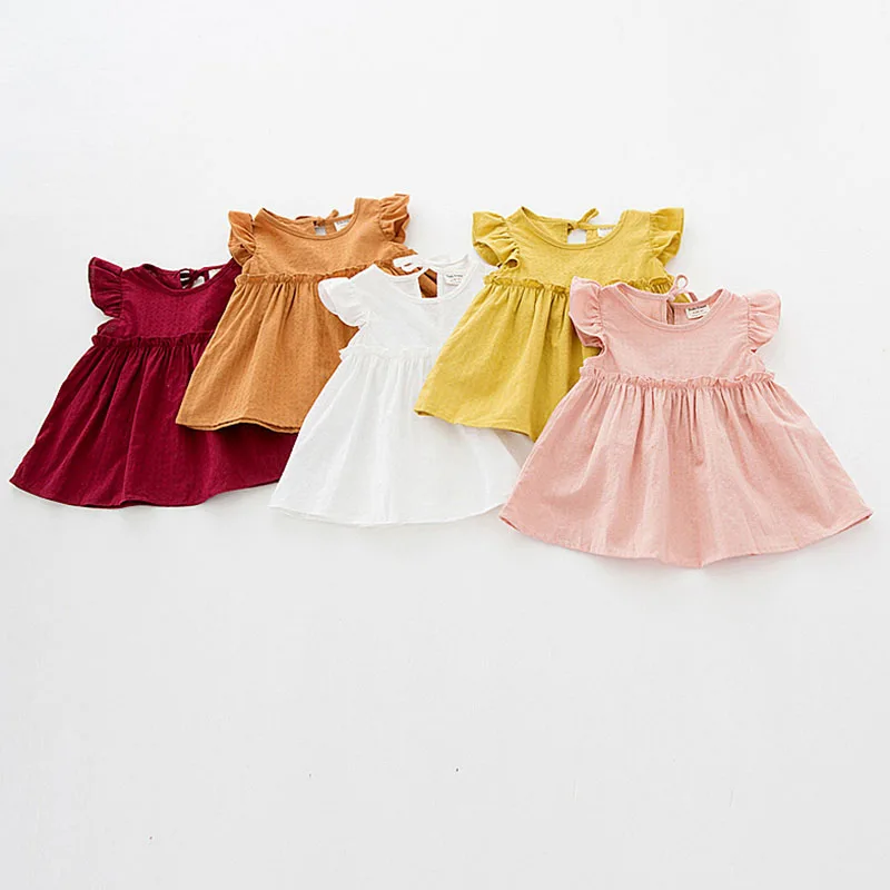 

Летняя Однотонная рубашка без рукавов для маленьких девочек, новинка 2021, рубашка для новорожденных девочек, одежда, рубашка для маленьких д...