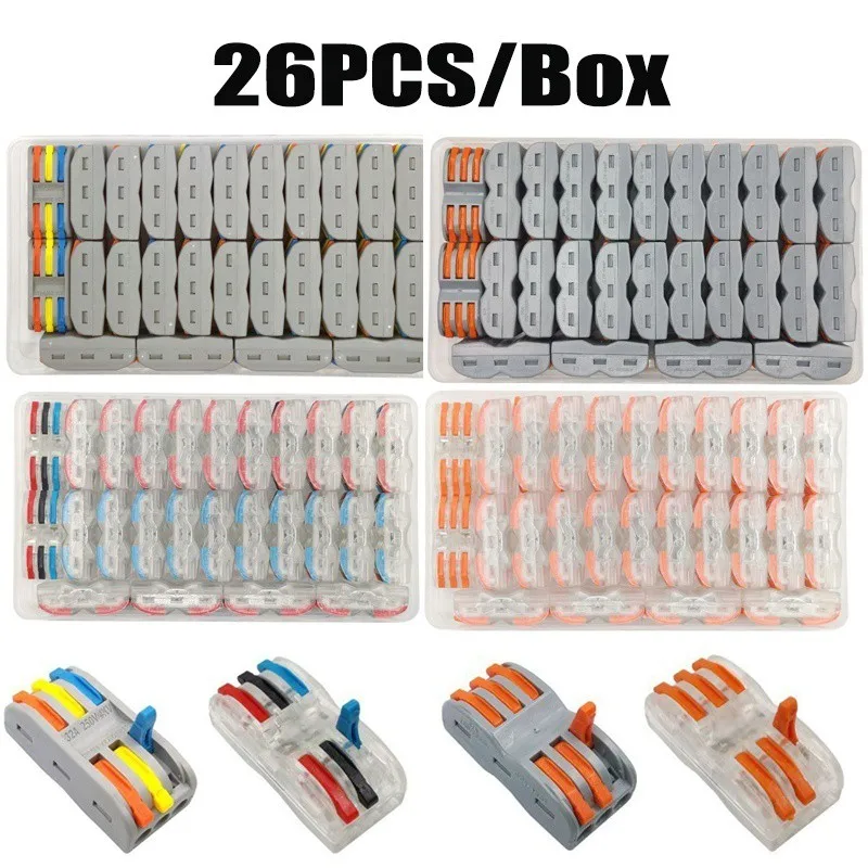 

Mini Fast Wire Cable Connectors Universal Compact Conductor Spring Splicing Wiring Connector Push-in Terminal Block SPL-2 SPL-3