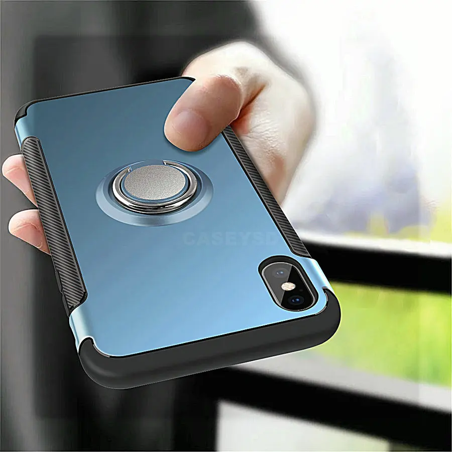 Personalised iphone xs max Shockproof Armor Stand Case With Holder Finger Ring Cover Cases For 7 8 X Plus SE Phone | Мобильные