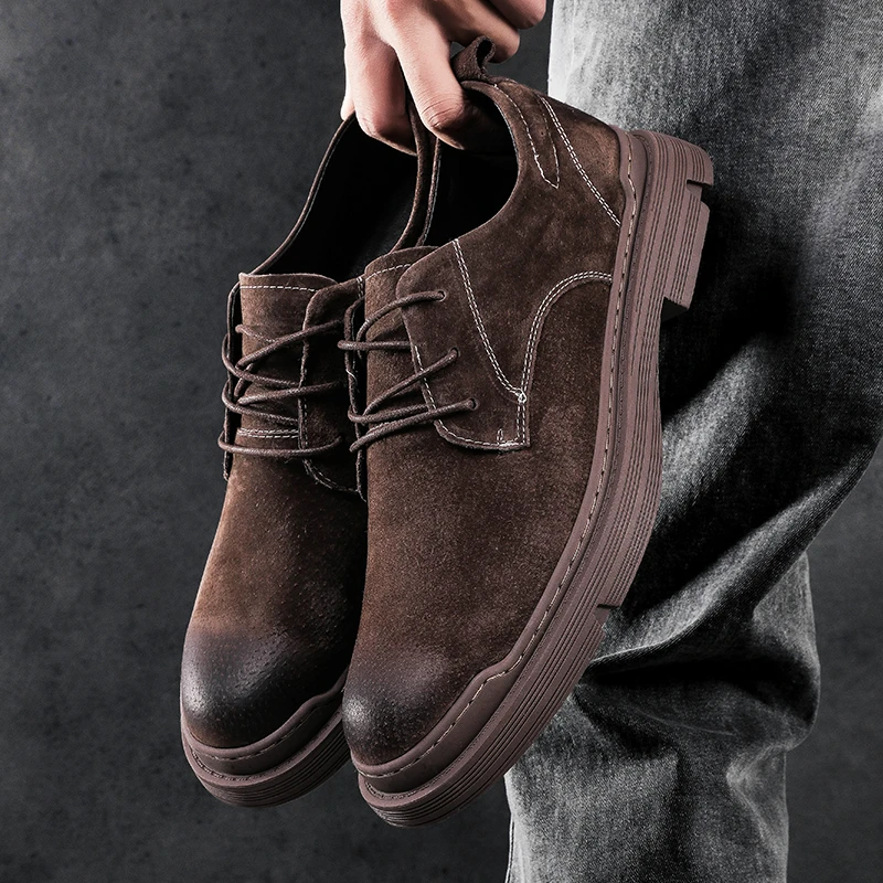 High Quality Mens Shoes Suede Handmade Brand Outdoor Platform Jeans Boots Spring Autumn For Men Travel Non-Slip Shoe | Обувь