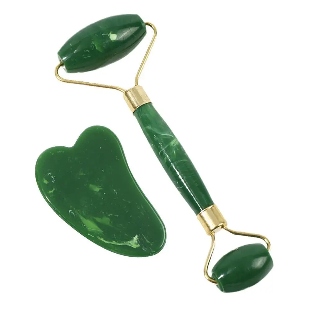 New Face Massage Jade Roller Rose Quartz Natural Resin Crystal Slimmer Lift Wrinkle Double Chin Remover Slimming Tools |