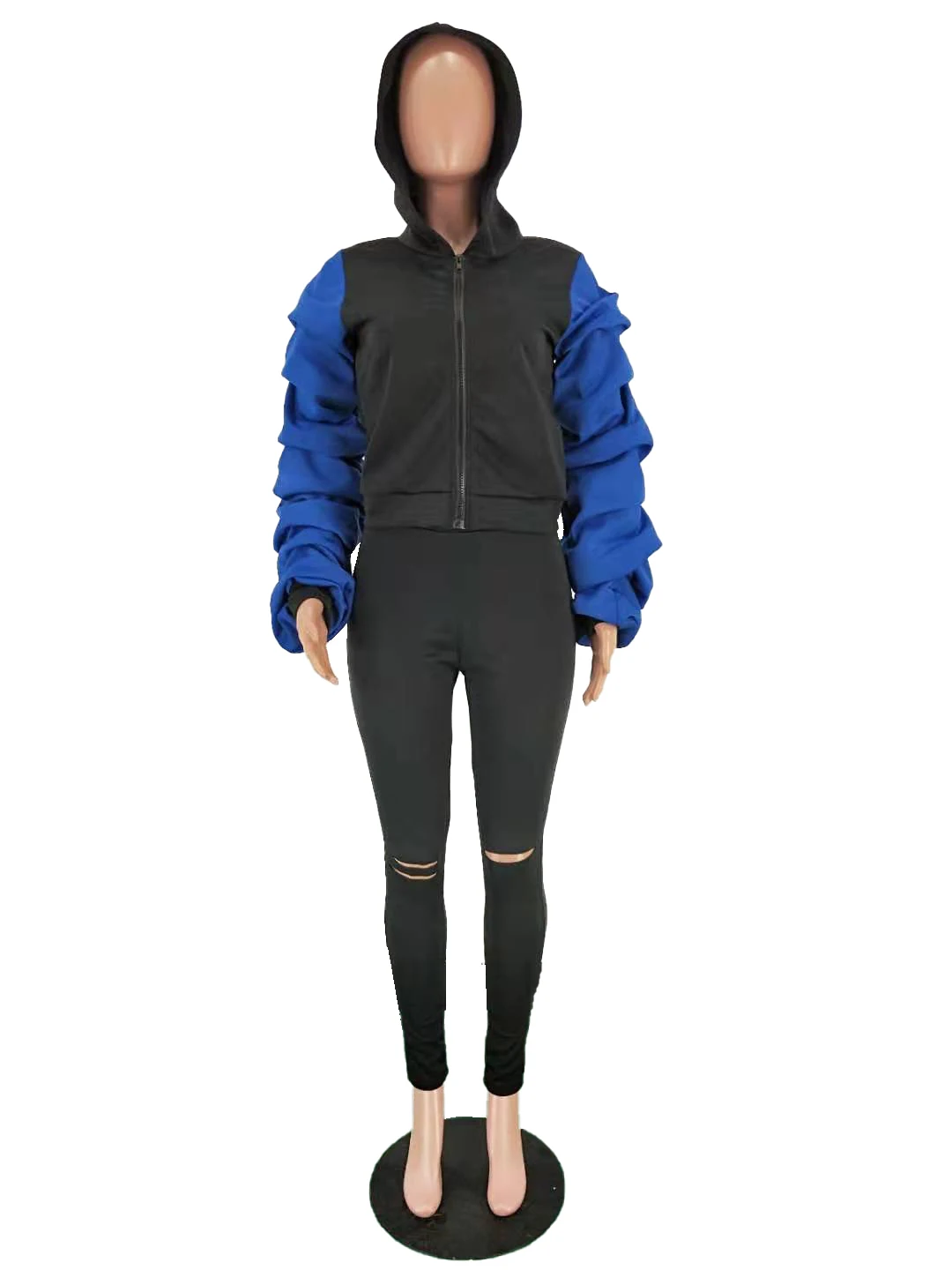 Женский спортивный костюм с топом капюшоном и брюками комплект из двух предметов